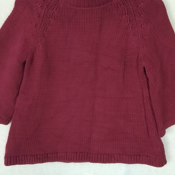 LOFT Chunky‎ Knit Oversized Sweater Size S Fuchsia Cotton Blend 3/4 Sleeve - Picture 5 of 11
